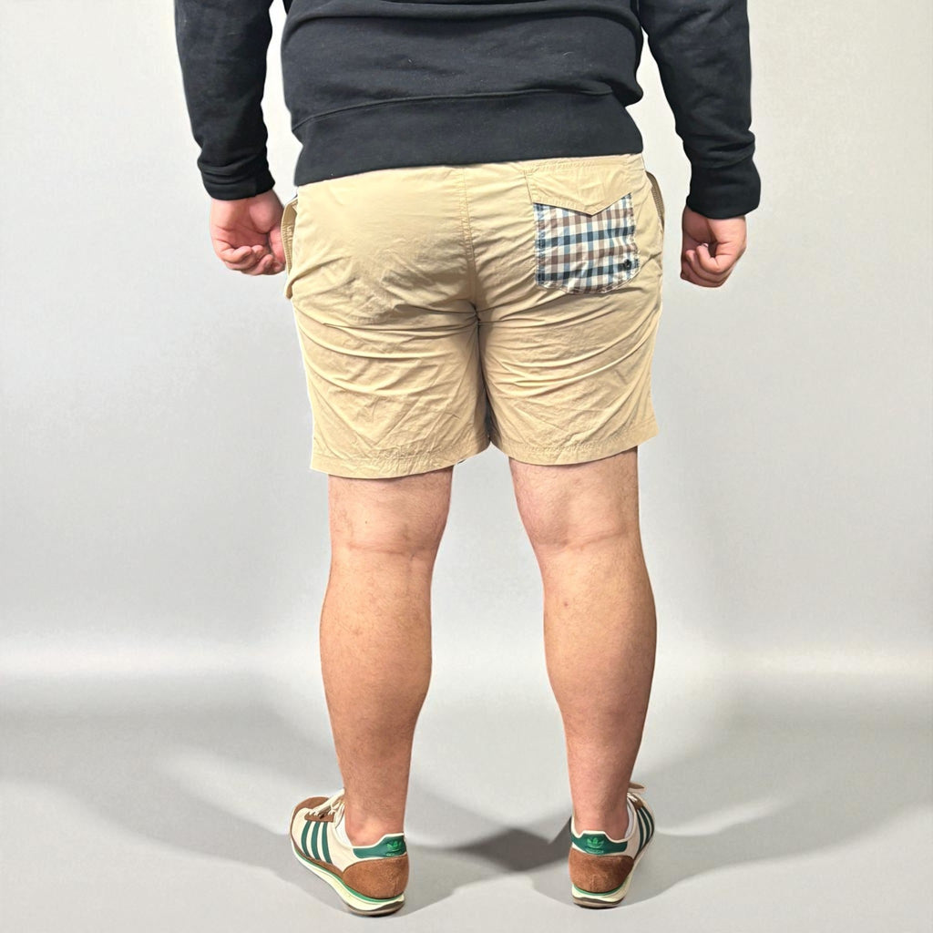 Aquascutum Beige Check Back Pocket Swim Shorts