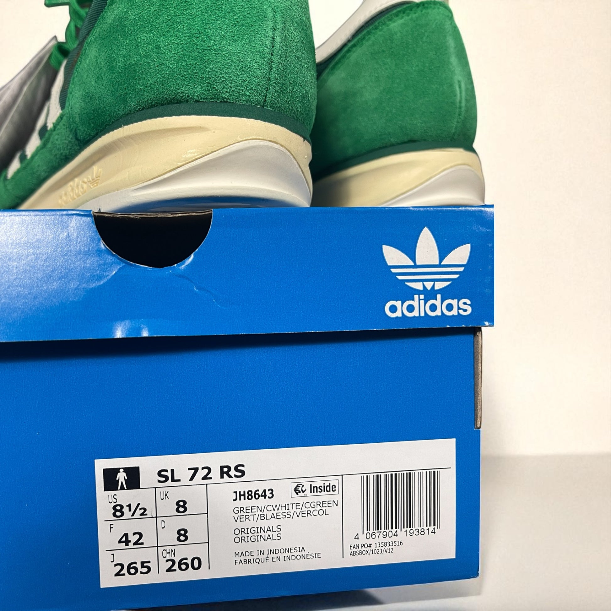 BNWT Adidas SL72 Green/White Mens UK 8