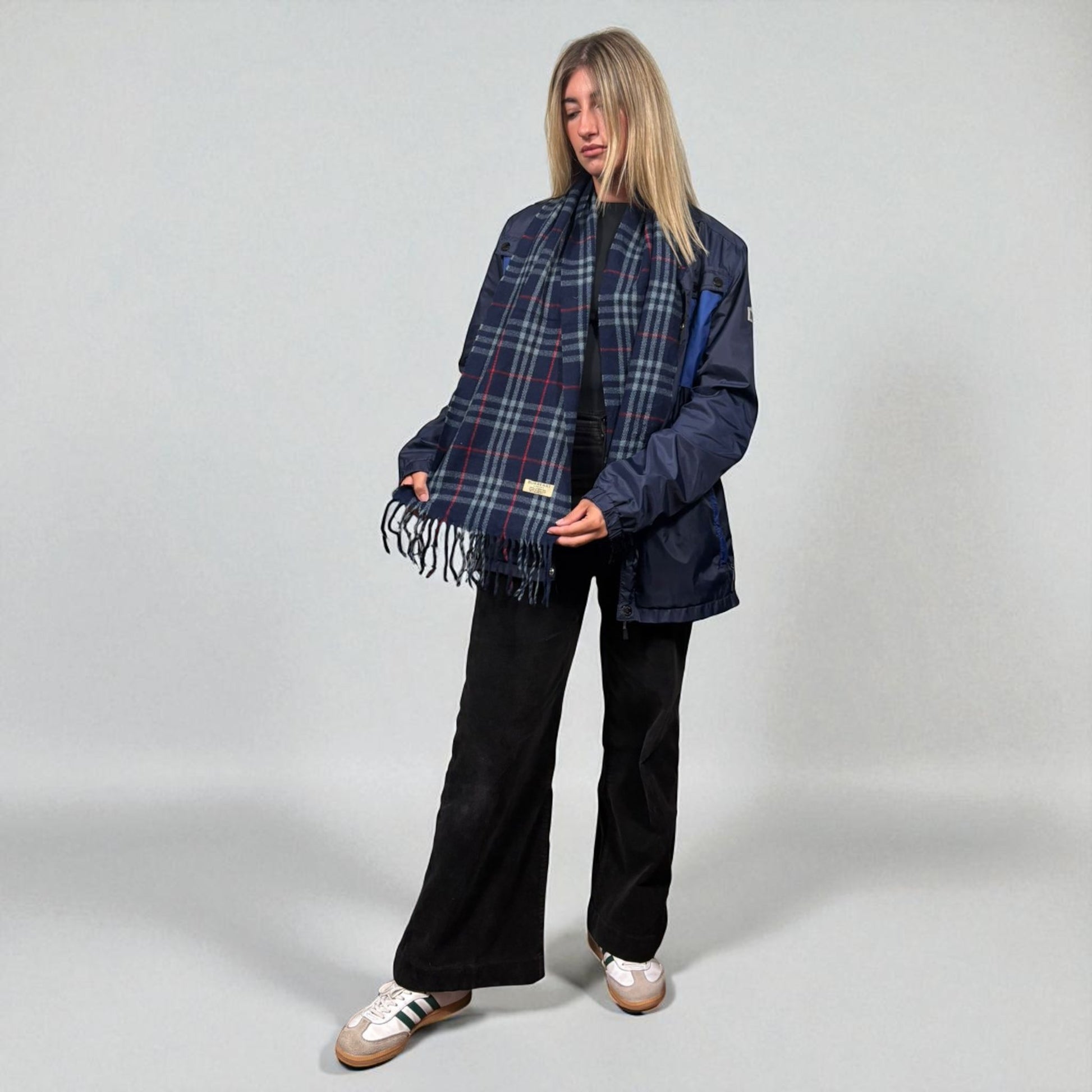 Burberry Navy Giant Check Scarf