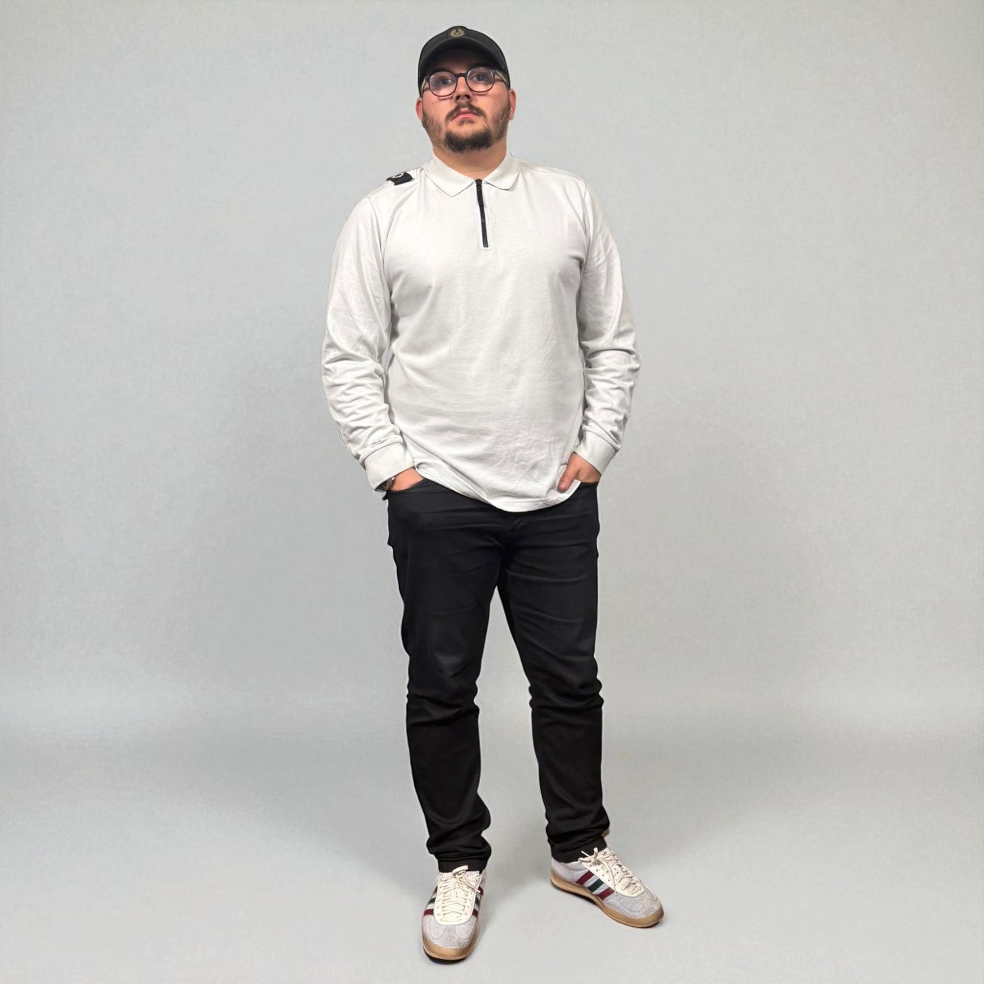 Ma.Strum Grey Long Sleeve Polo Shirt Grey