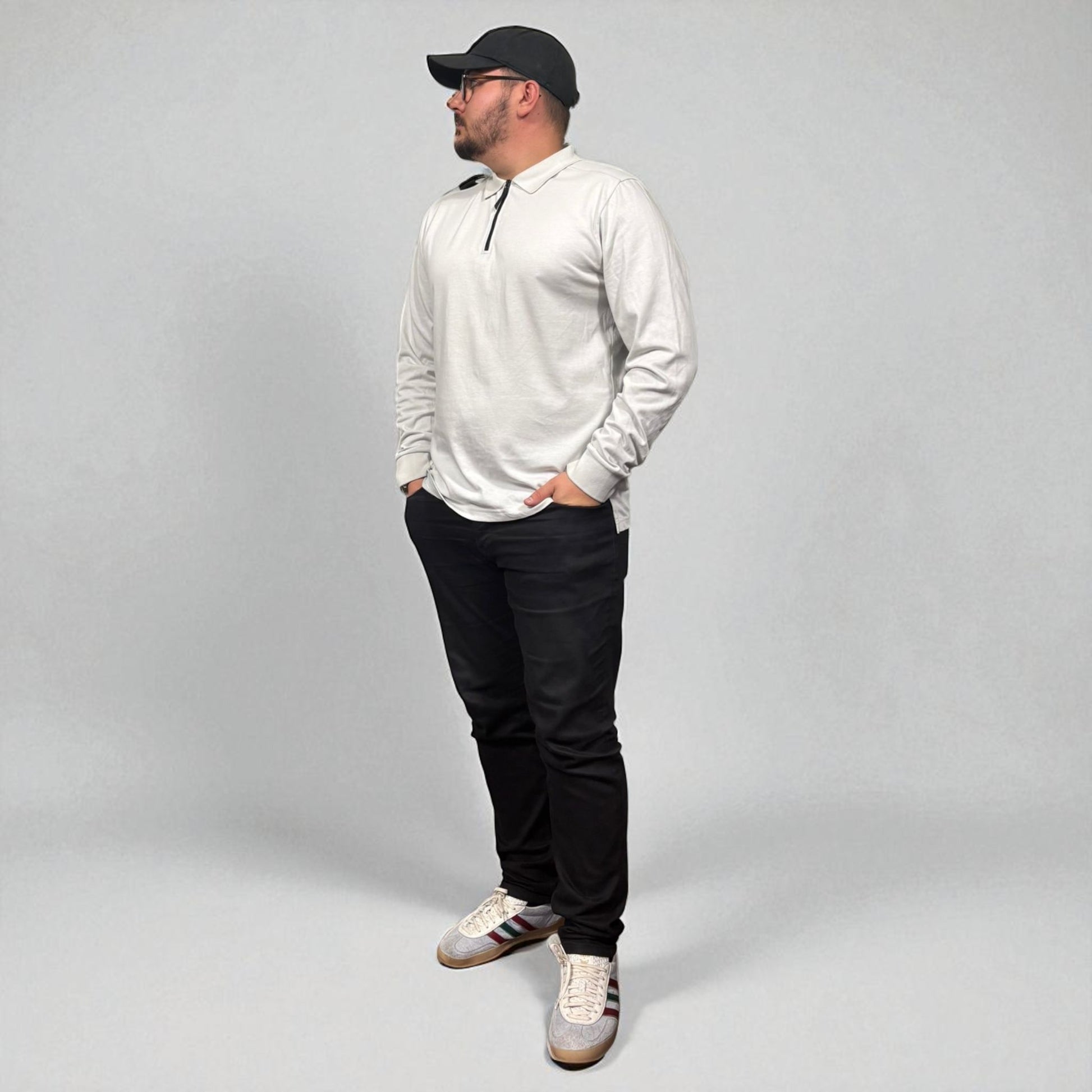 Ma.Strum Grey Long Sleeve Polo Shirt Grey