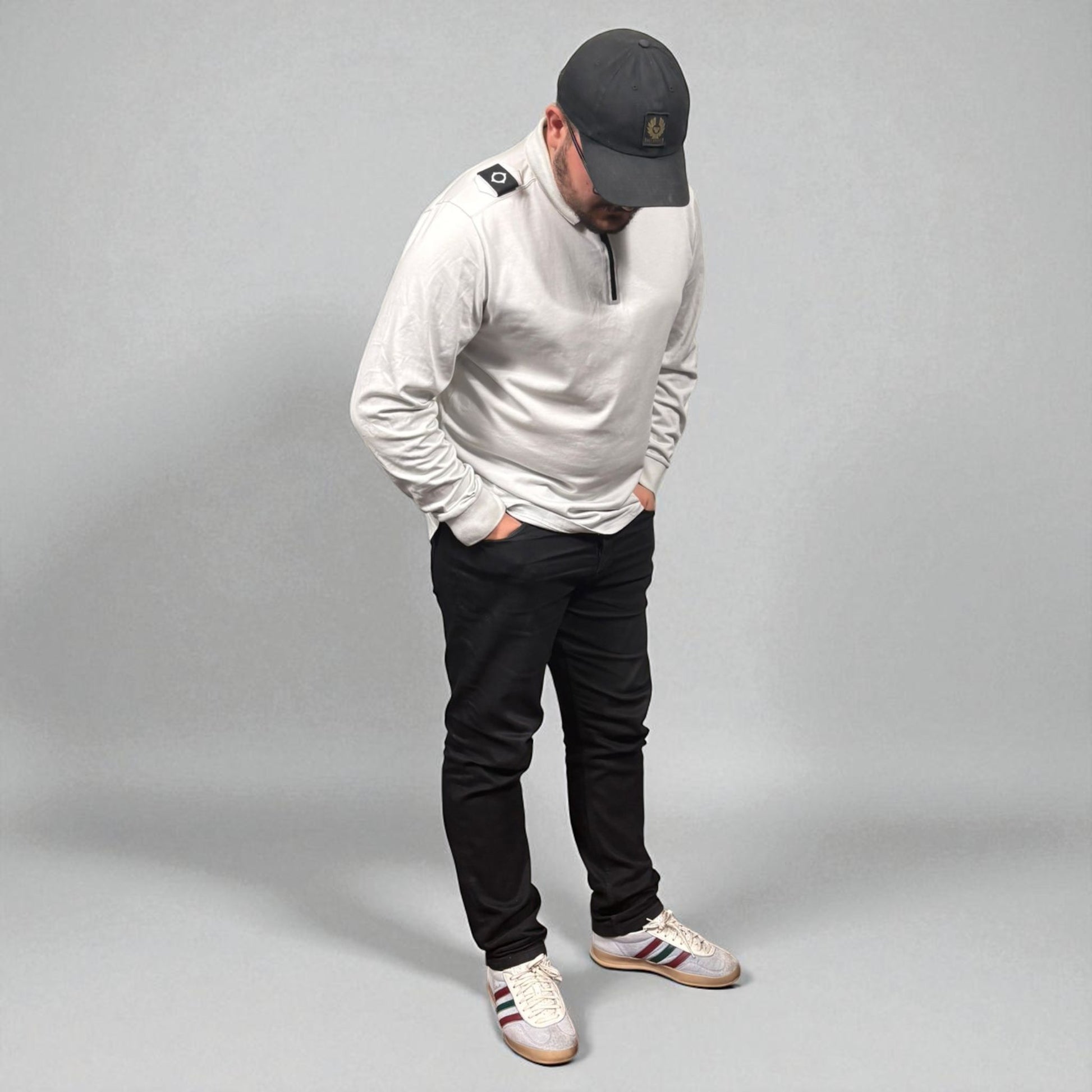 Ma.Strum Grey Long Sleeve Polo Shirt Grey