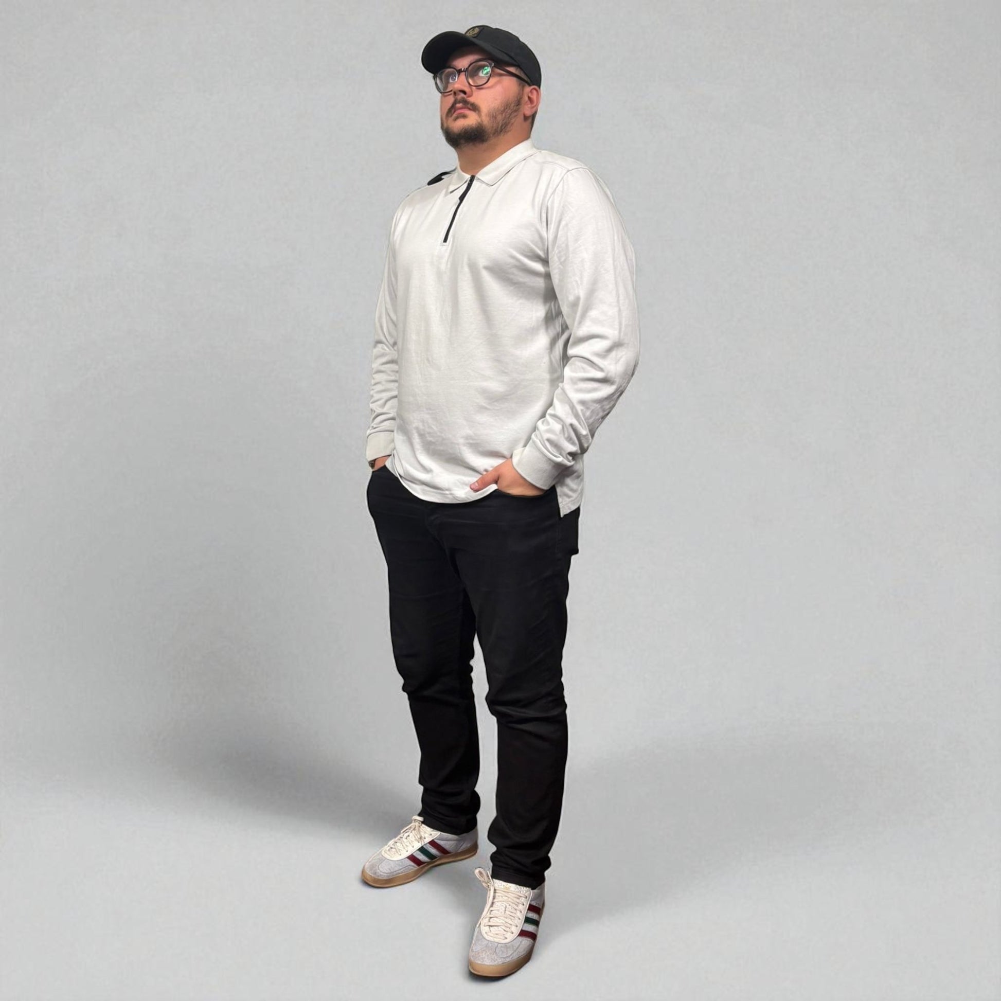 Ma.Strum Grey Long Sleeve Polo Shirt Grey