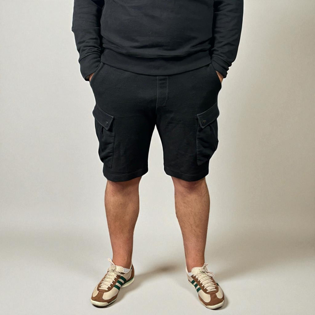 Ma.Strum Black Reverse Cotton Cargo Shorts