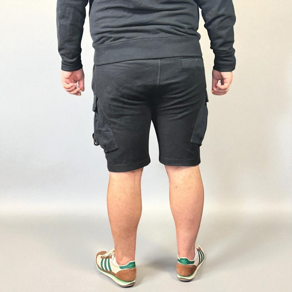 Ma.Strum Black Reverse Cotton Cargo Shorts