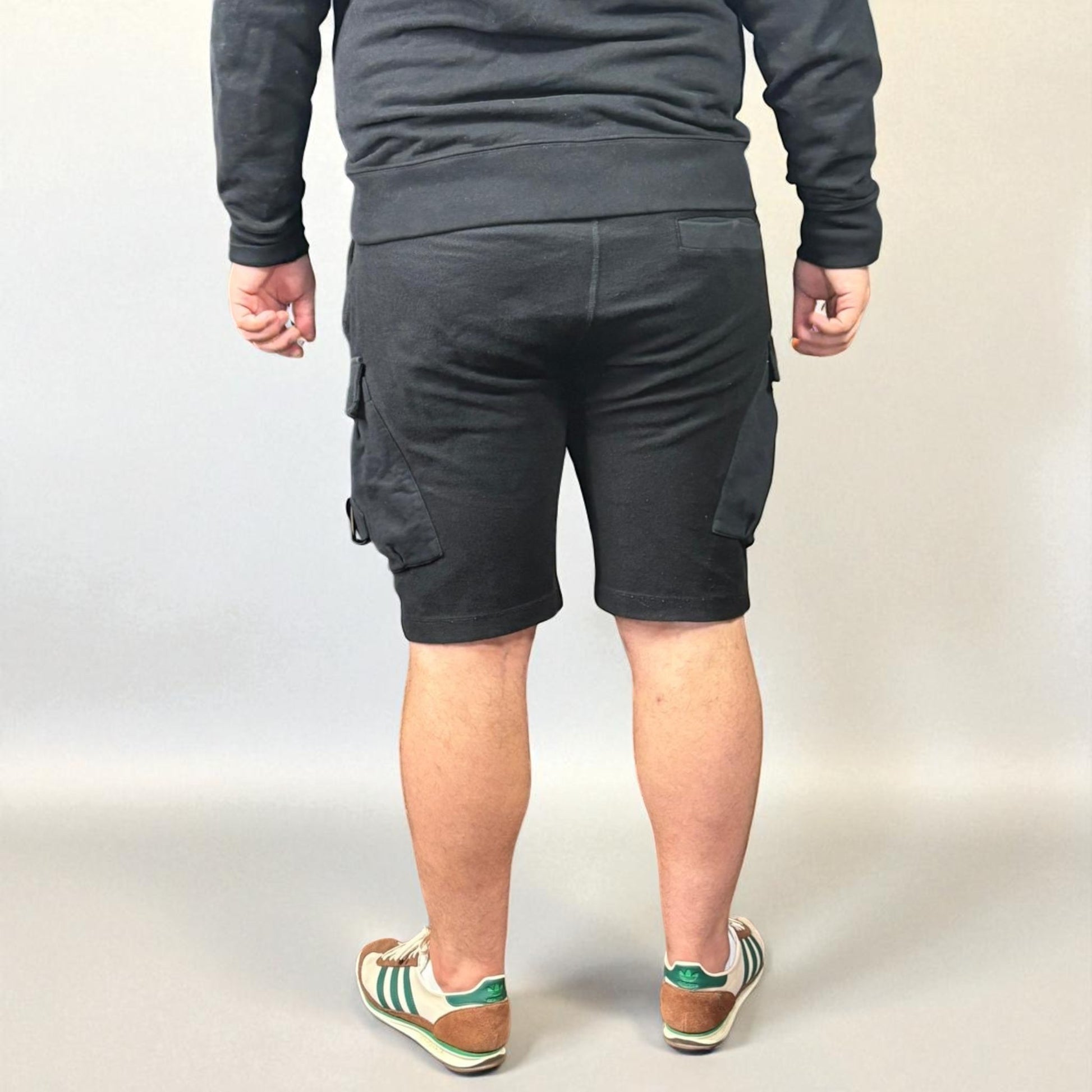 Ma.Strum Black Reverse Cotton Cargo Shorts