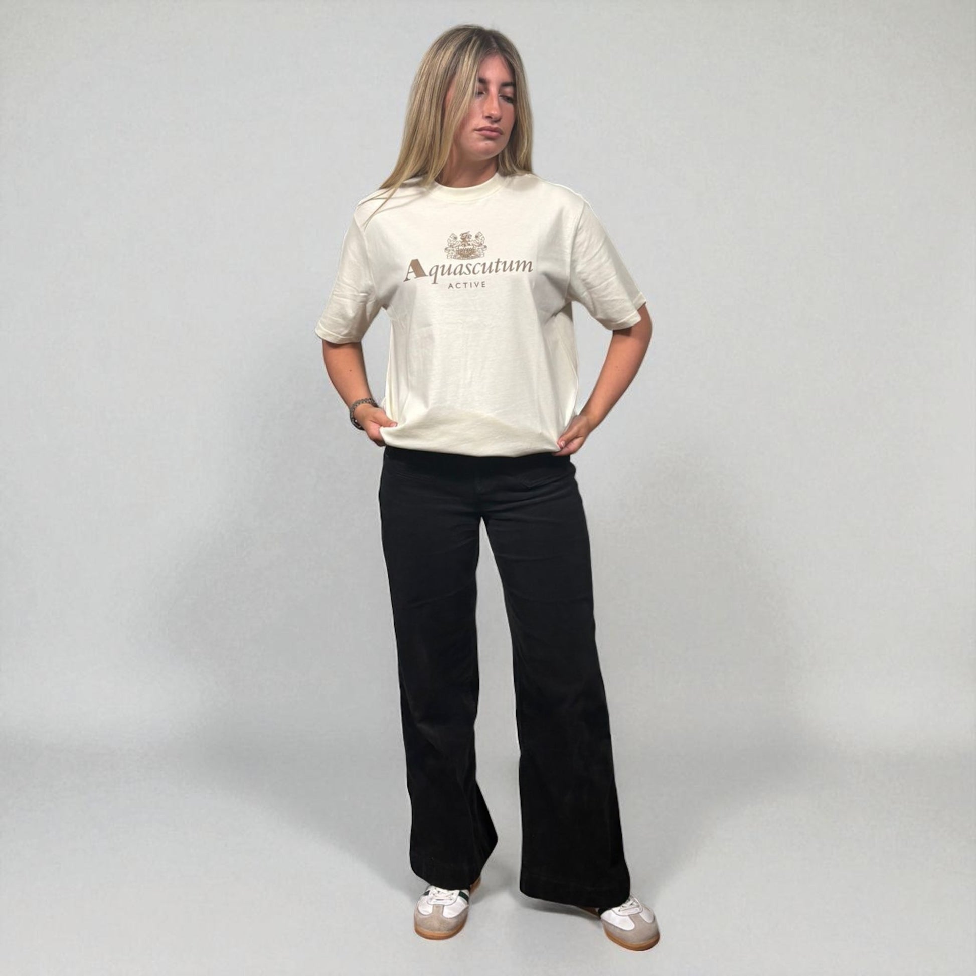 BNWT Aquascutum Beige Front Spellout Tee