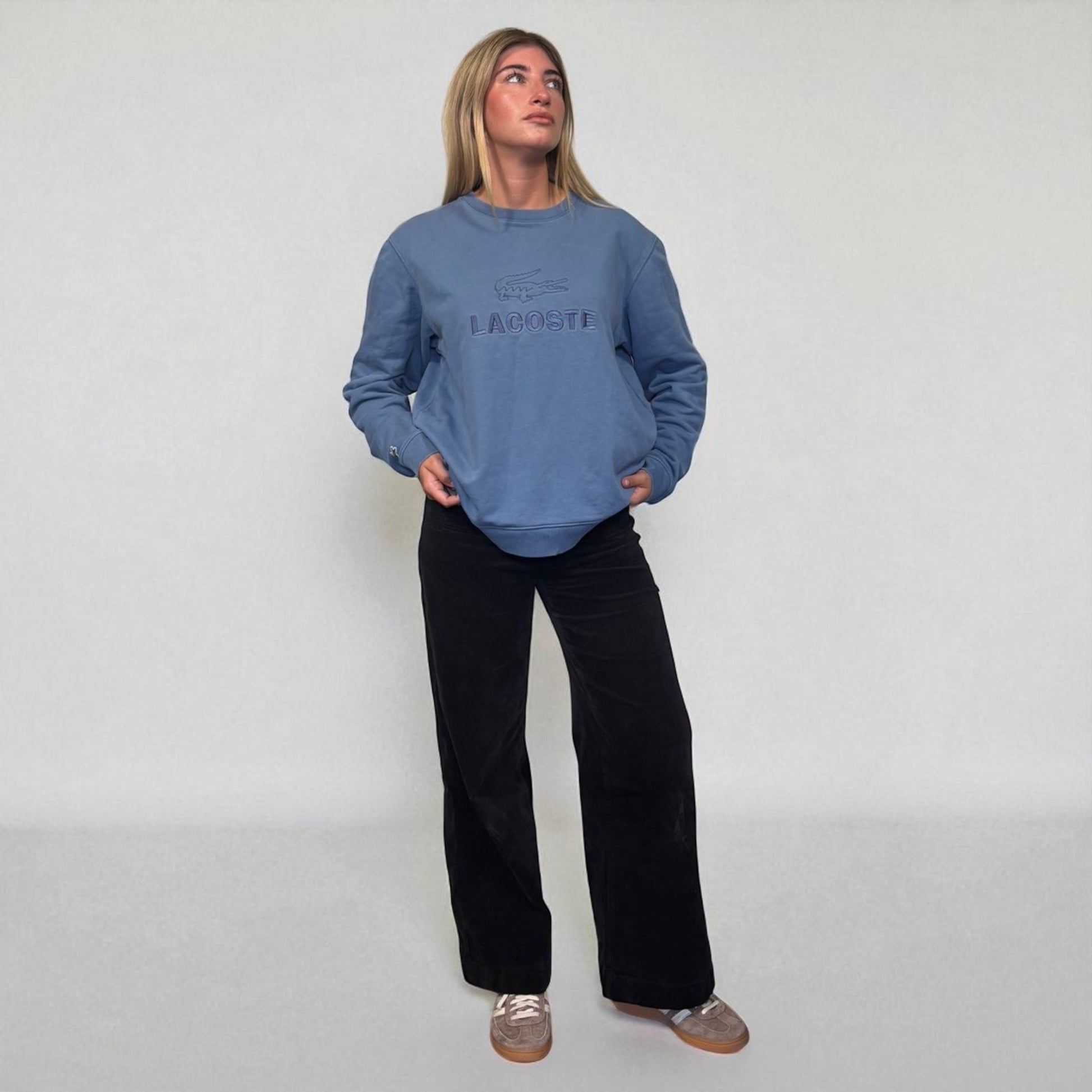 Lacoste Spellout Blue Crewneck Sweatshirt
