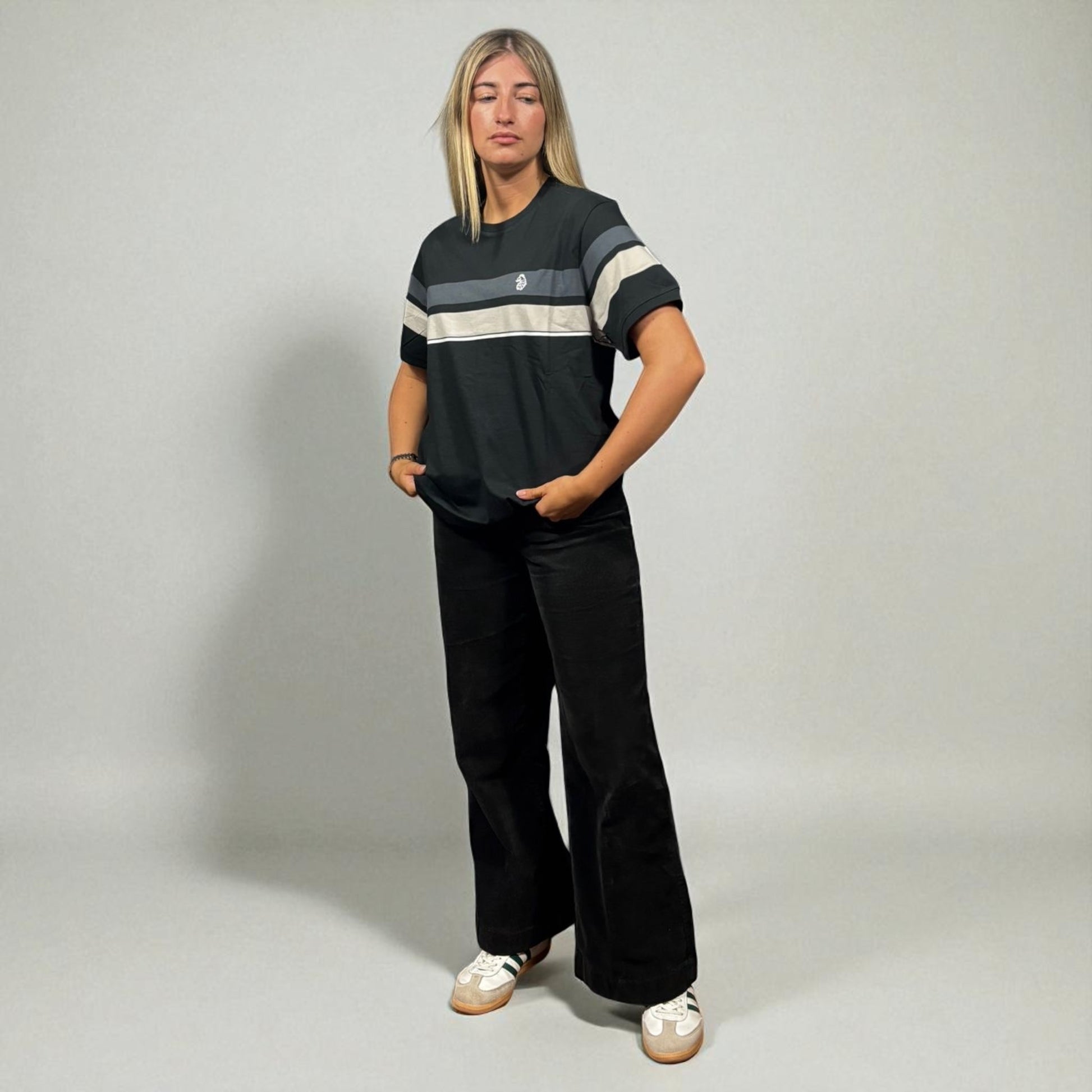 BNWT Luke 1977 Grey/White Stripe Tee