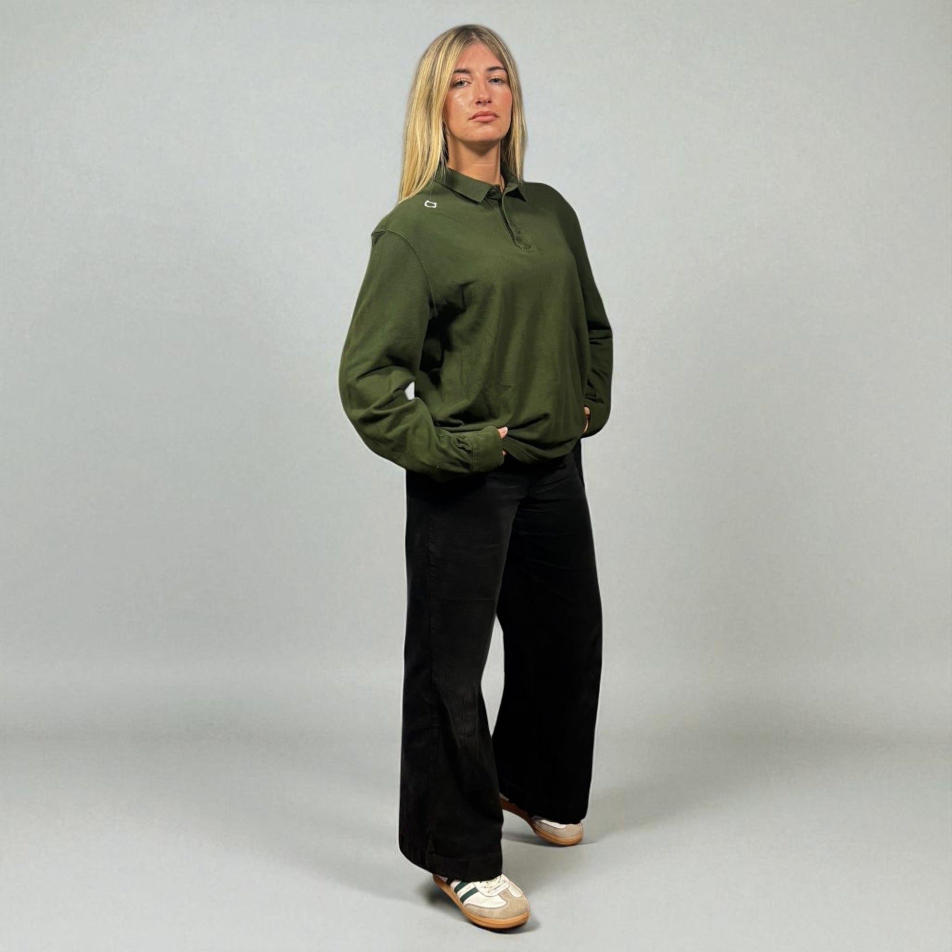 Ma.Strum Retro Green L/S Polo Shirt