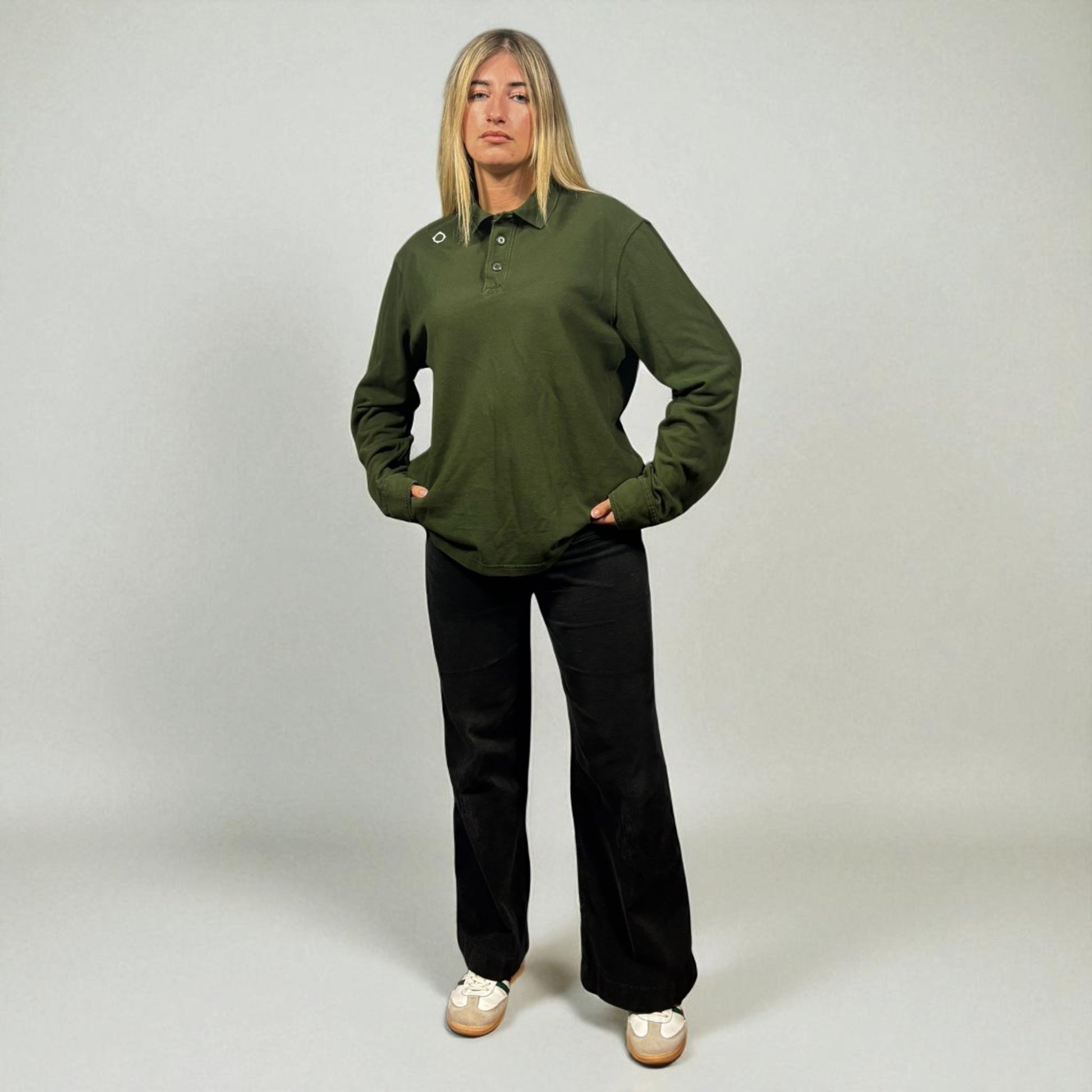 Ma.Strum Retro Green L/S Polo Shirt