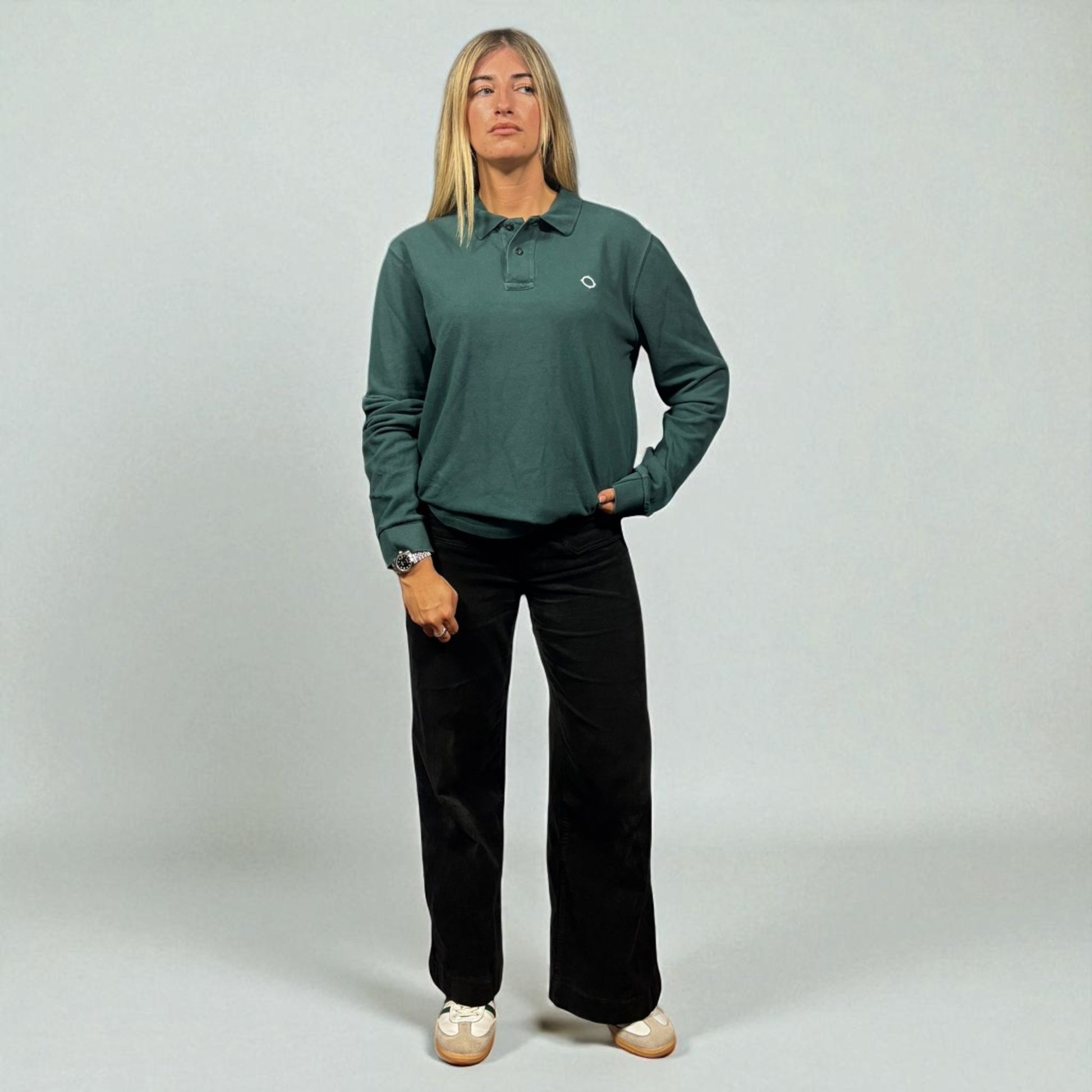 Ma.Strum Retro L/S Teal Polo