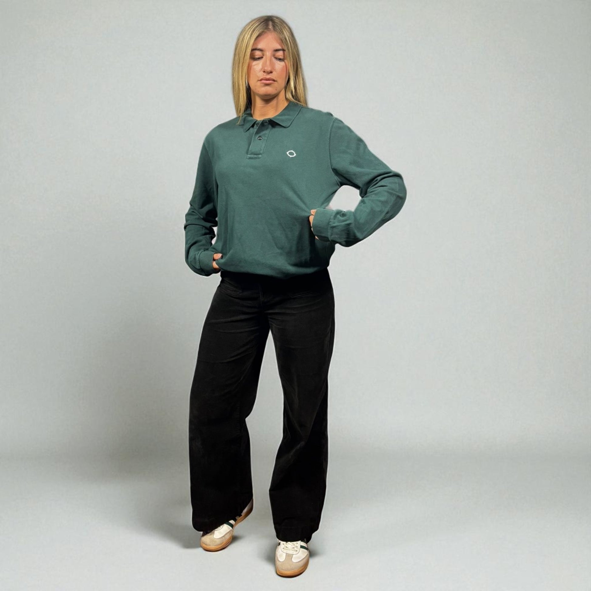 Ma.Strum Retro L/S Teal Polo