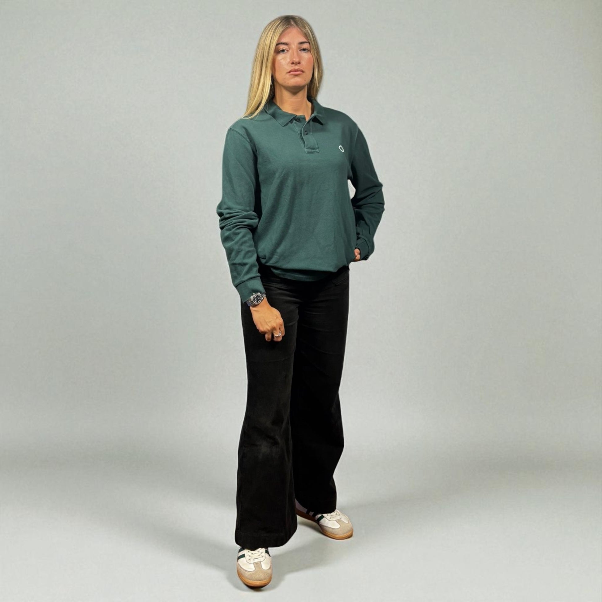 Ma.Strum Retro L/S Teal Polo