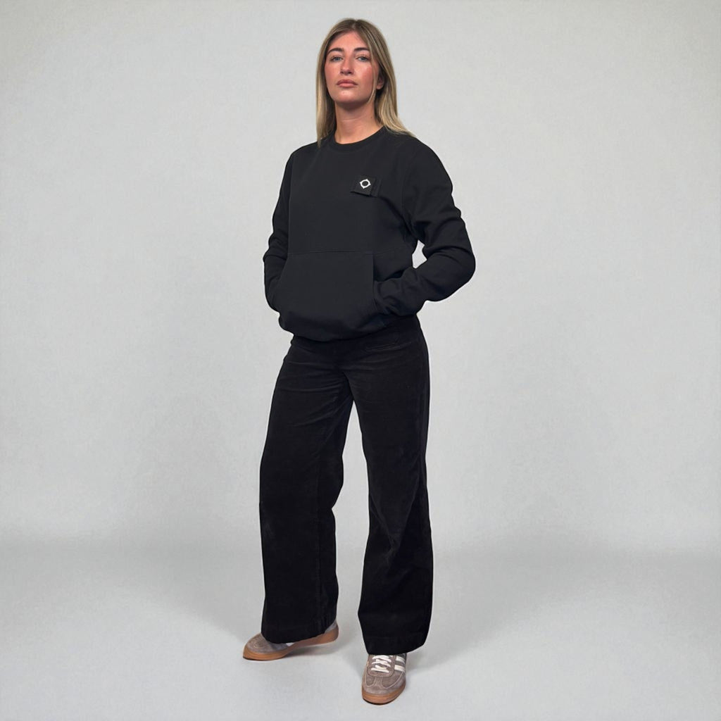 Ma.Strum Black Front Icon Logo Crewneck