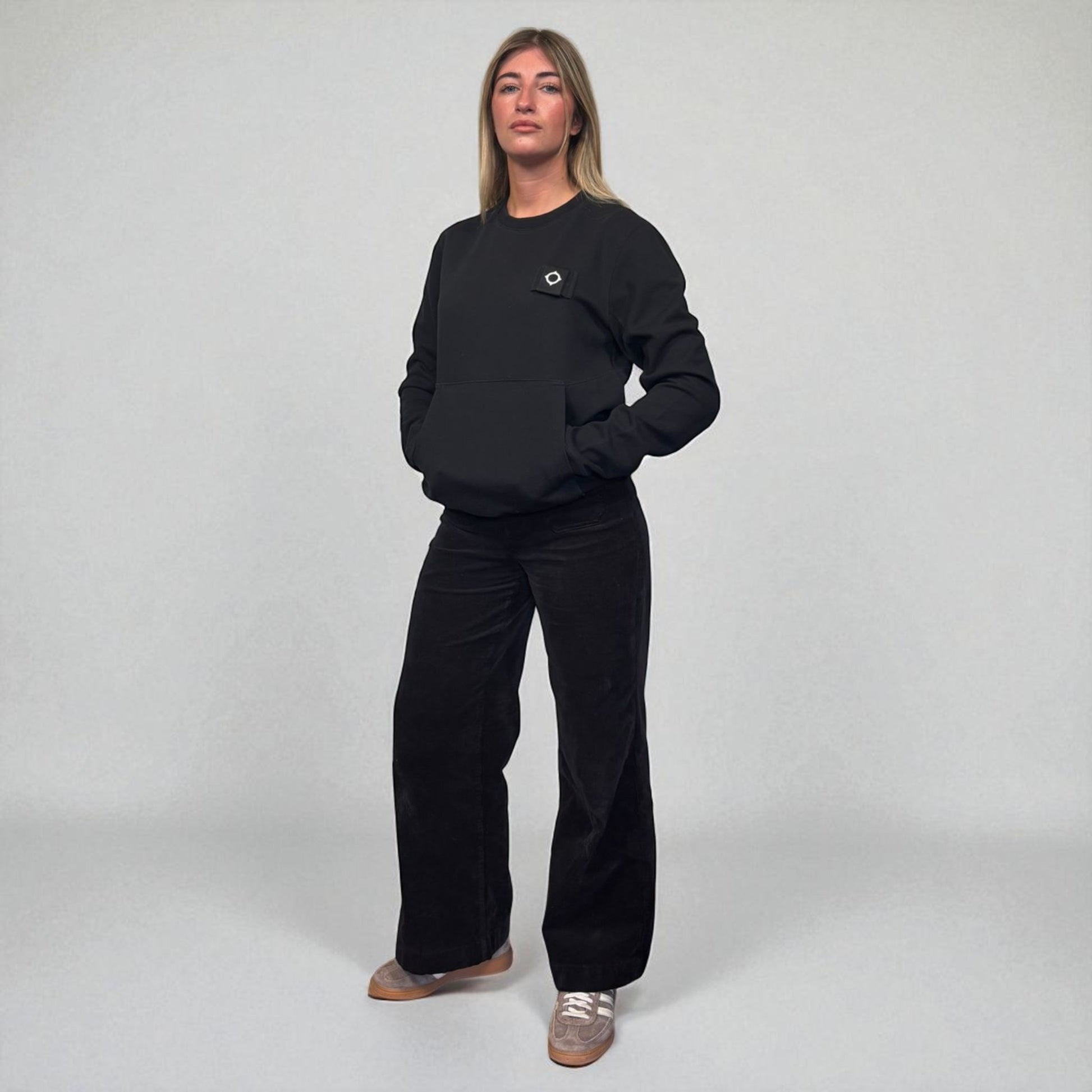 Ma.Strum Black Front Icon Logo Crewneck