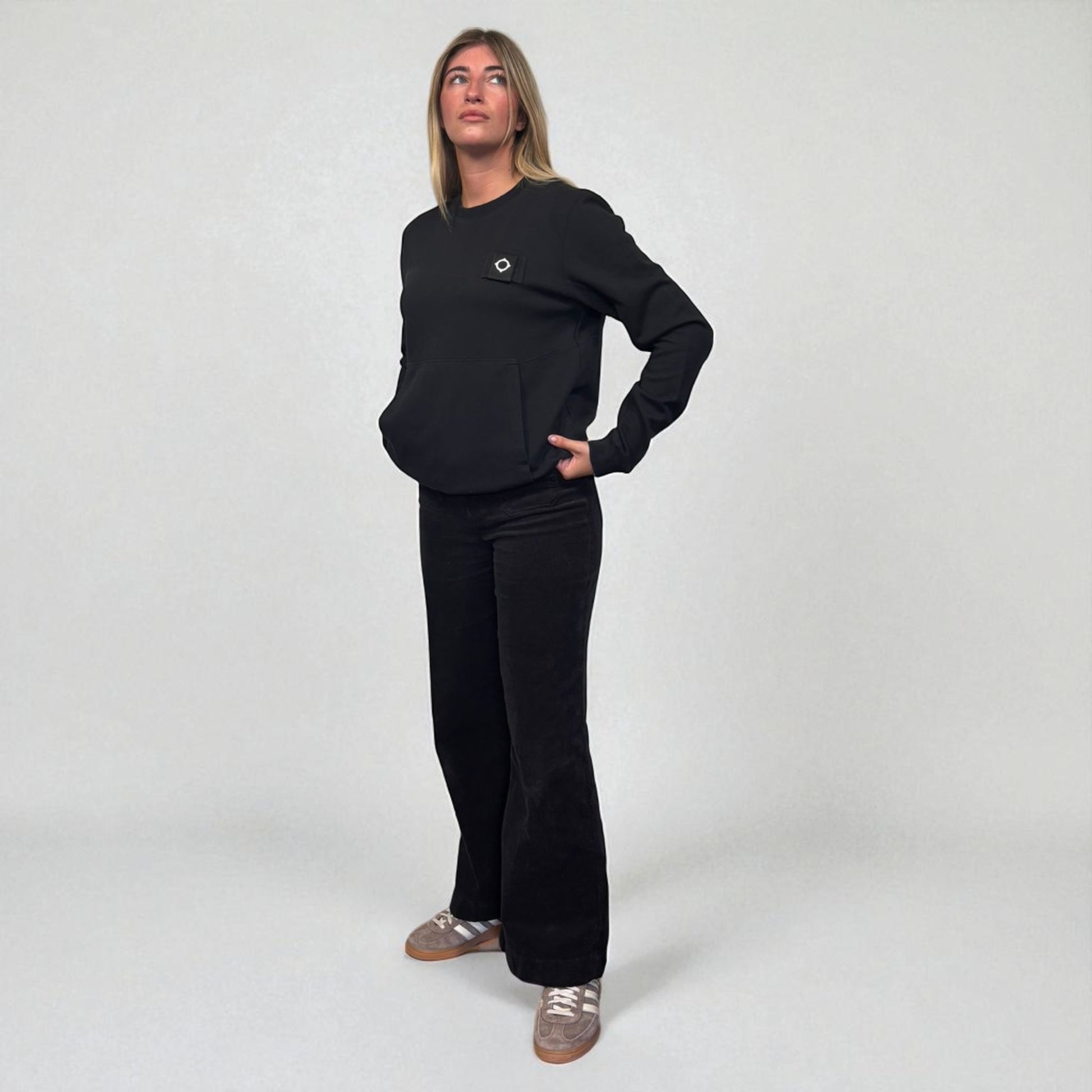 Ma.Strum Black Front Icon Logo Crewneck