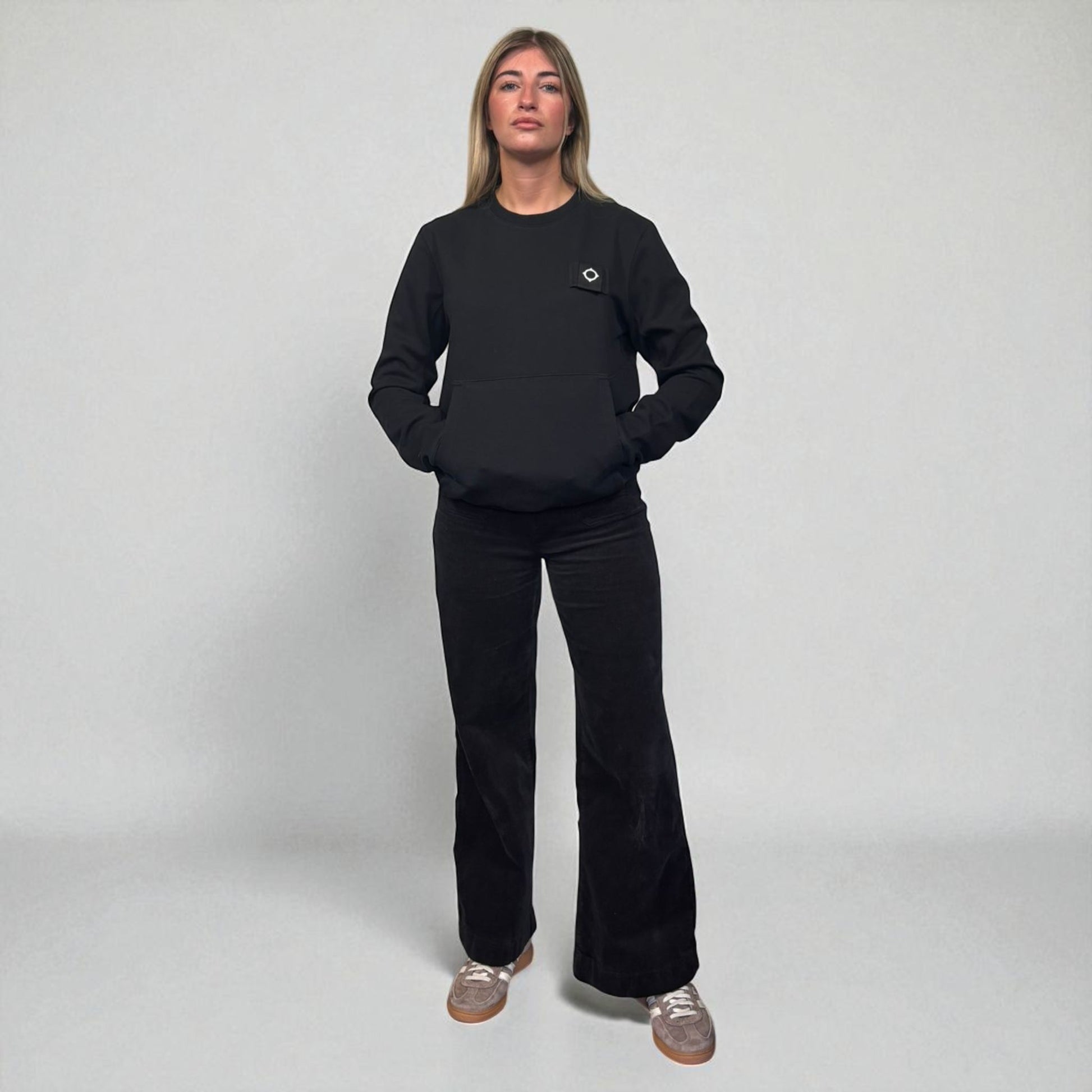 Ma.Strum Black Front Icon Logo Crewneck