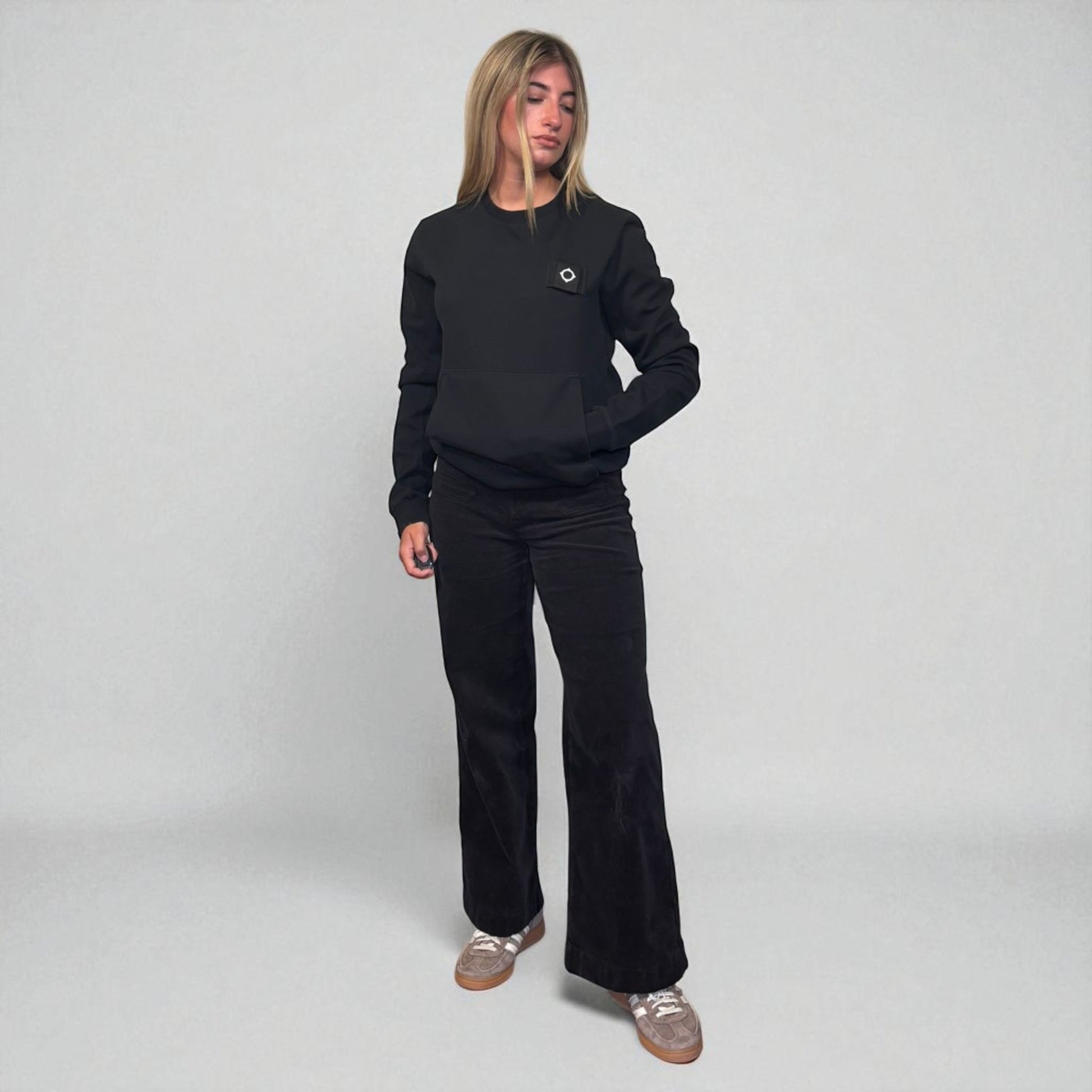 Ma.Strum Black Front Icon Logo Crewneck