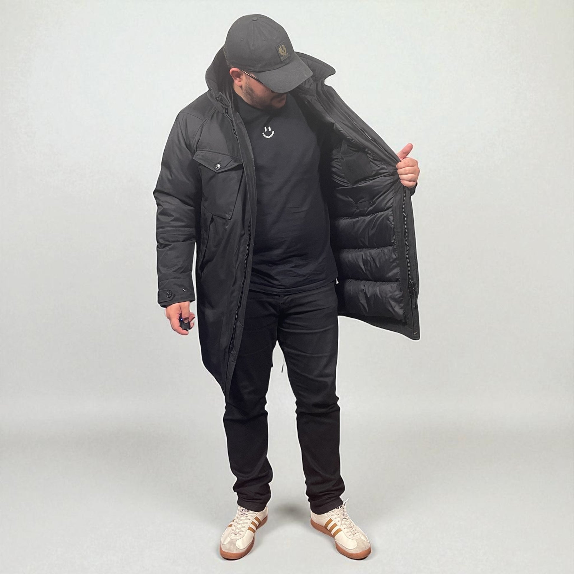 Stone Island Black Stretch Wool Nylon TC Parka Jacket